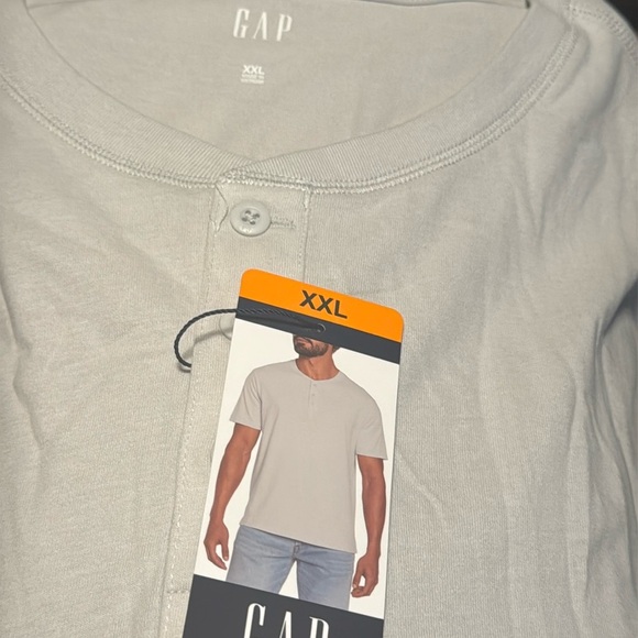 GAP Men’s Short Sleeve 3 Button Henley Tee Gray Size XXLarge - Picture 7 of 13